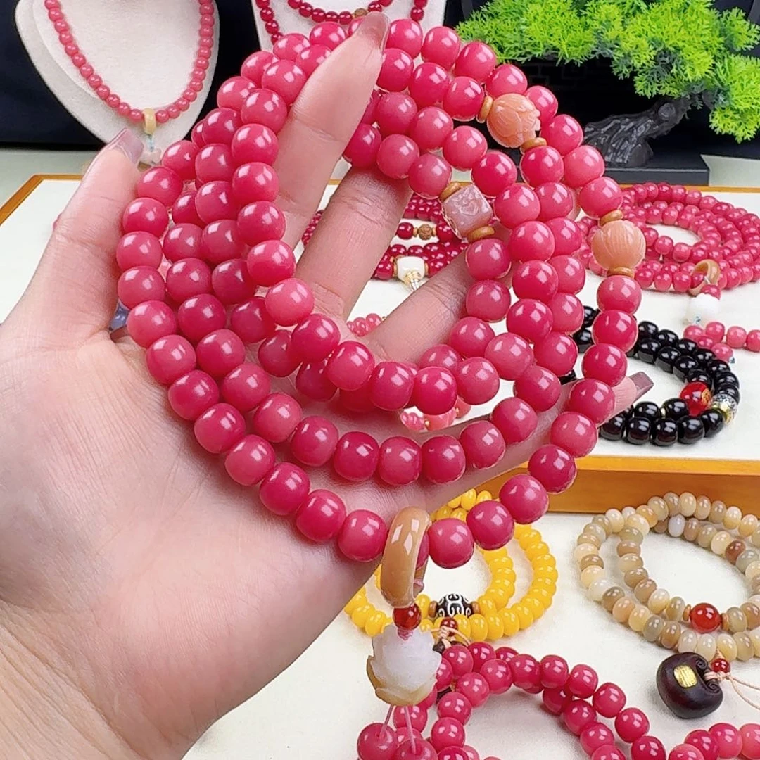 菩提根/象牙果吊坠石榴红108