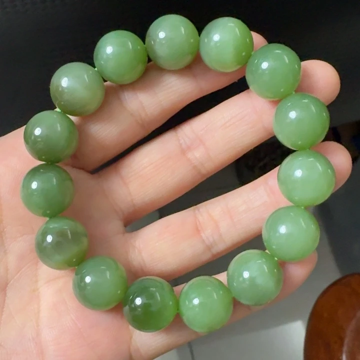 和田玉未镶嵌颈饰粉绿猫眼14