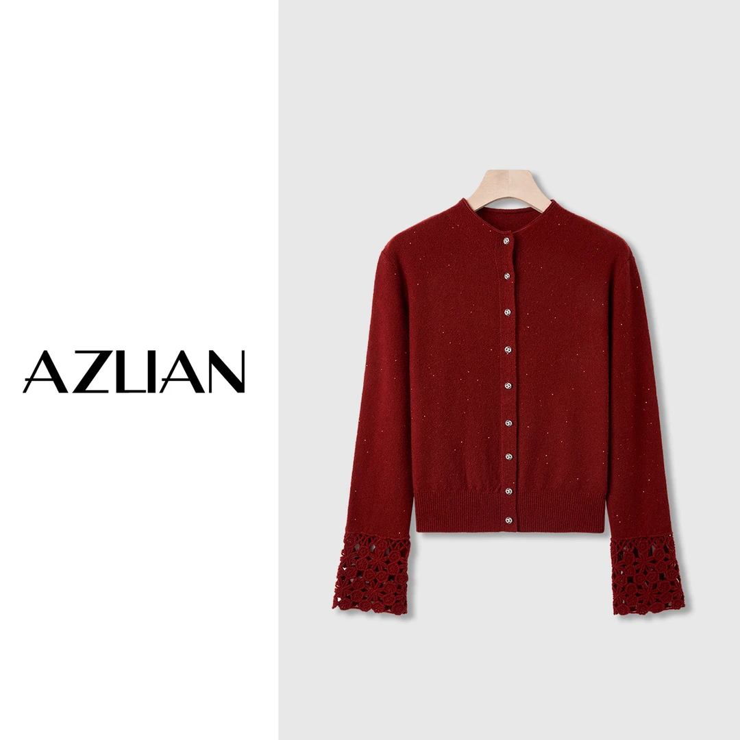 【爽爽定制】新款羊毛开衫女亮片长袖秋冬针织上衣PX-1842