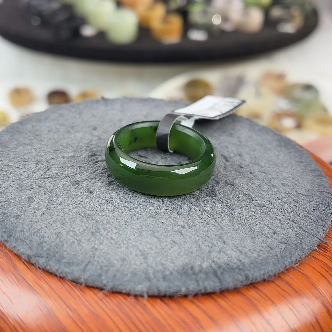 和田玉未镶嵌戒指b34碧玉窄轮胎17.2