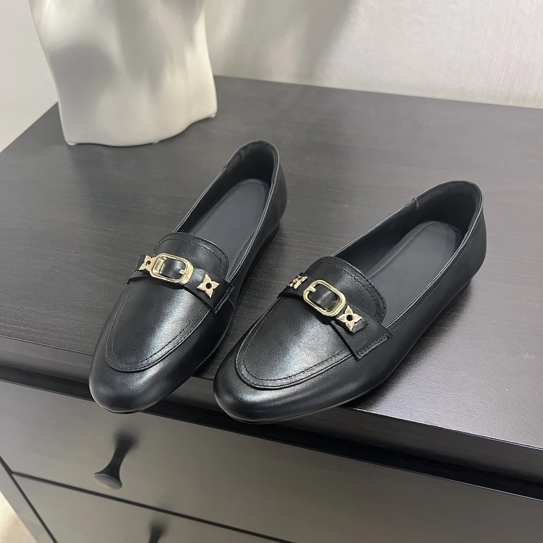 李大龙~牛皮1公分/复古百搭粗跟时尚单鞋舒适软底圆头设计师女鞋