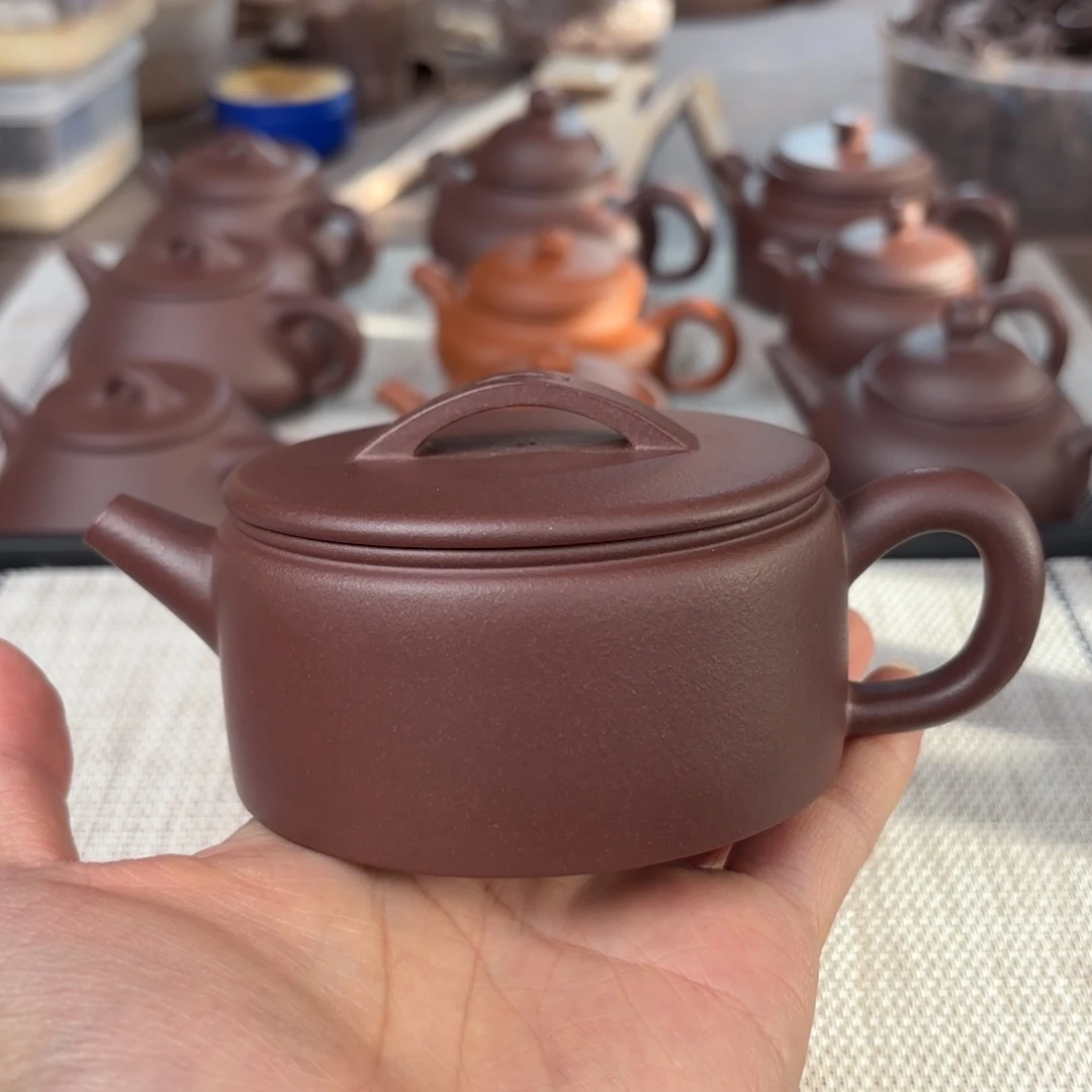 紫砂茶壶微瑕半手工老紫泥汉瓦壶190cc