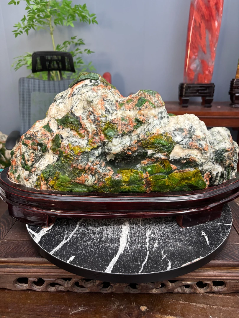 七彩石17家居办公室摆件送礼佳品 手工 玄关客厅中式书房大号超大