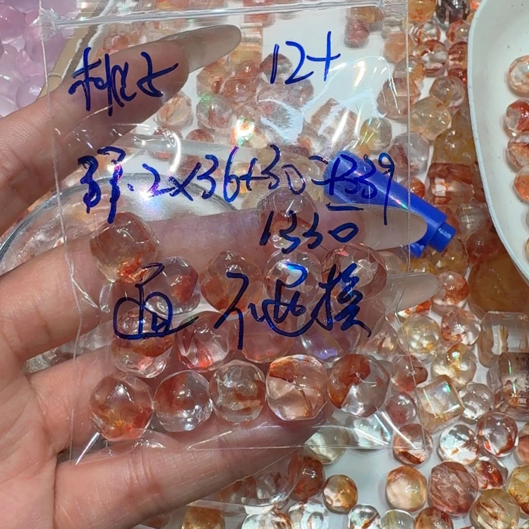 水晶珠宝半成品未镶嵌桃**8
