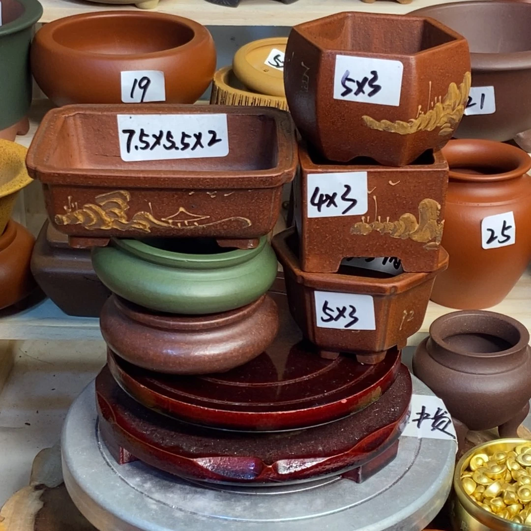 紫砂花盆六只，一组！