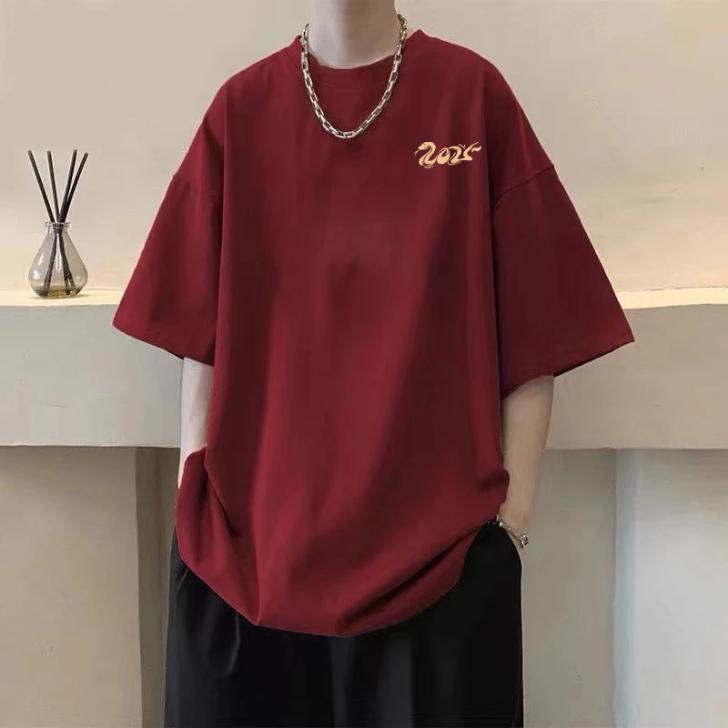 美式潮牌纯棉短袖男t恤印花宽松大码男女同款半袖学生百搭上衣服