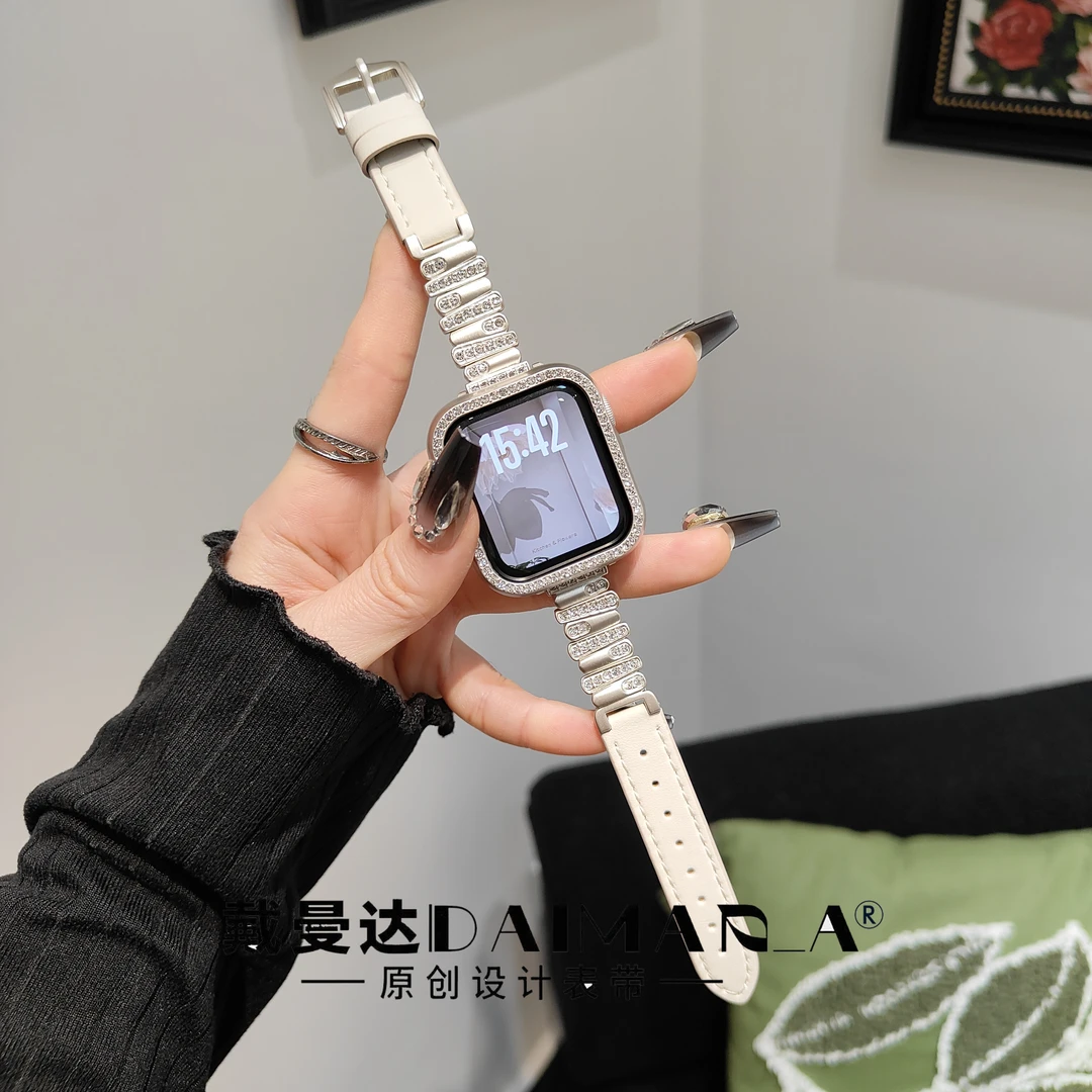 适用于iwatch全系列金属拼皮带S11个性45mm设计小众款42mm表带