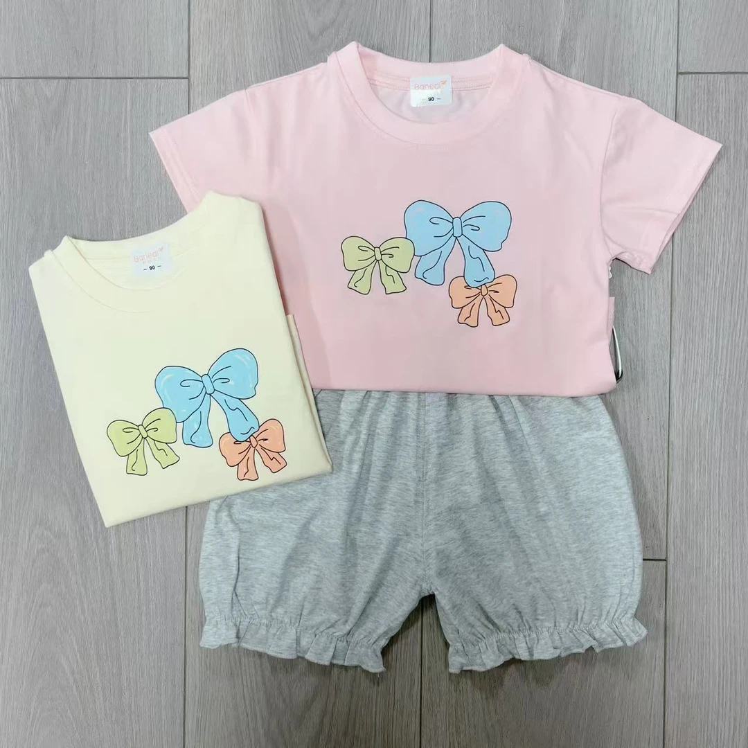 儿童夏季新款短袖套装女童宝宝T恤短裤两件套 76739