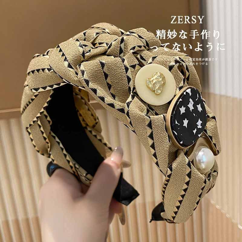 高级感显脸小发箍时尚高颅顶头箍百搭宽边编织日韩气质女发饰头饰