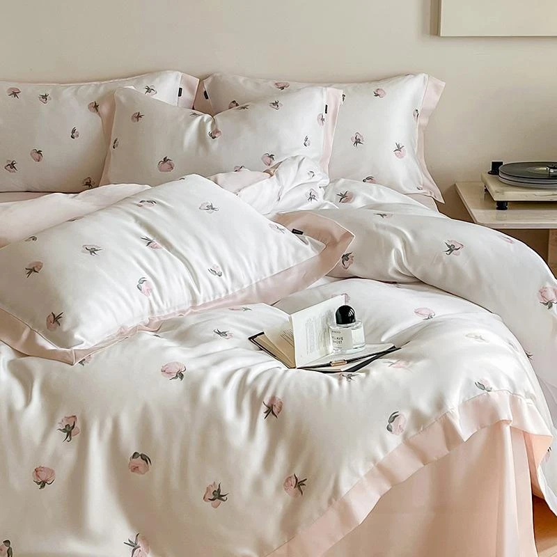 雪兔玫瑰 | 进口奥地利兰精天丝四件套 温柔轻奢丝滑裸睡被套床品