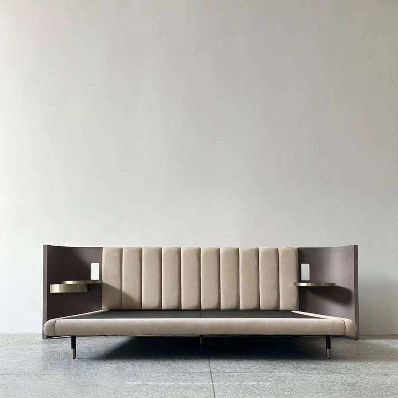 家具研舍皮艺靠背双子星宽屏双人大床现代简约别墅酒店主卧家用G