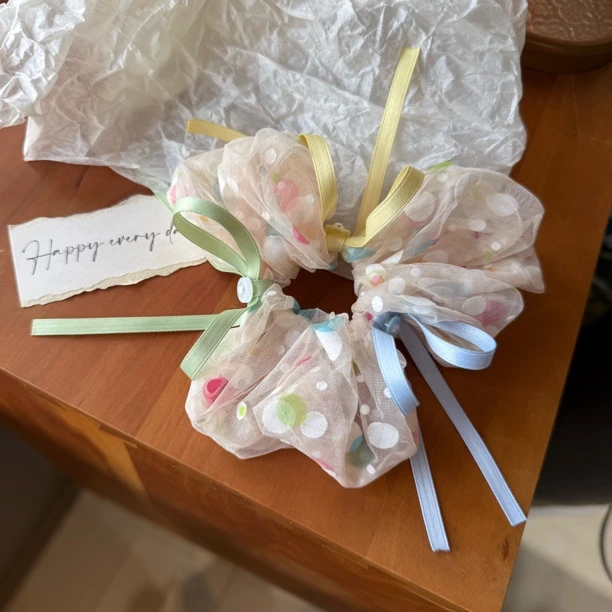 8702彩虹波点肠圈发圈（手工微瑕介意勿拍）