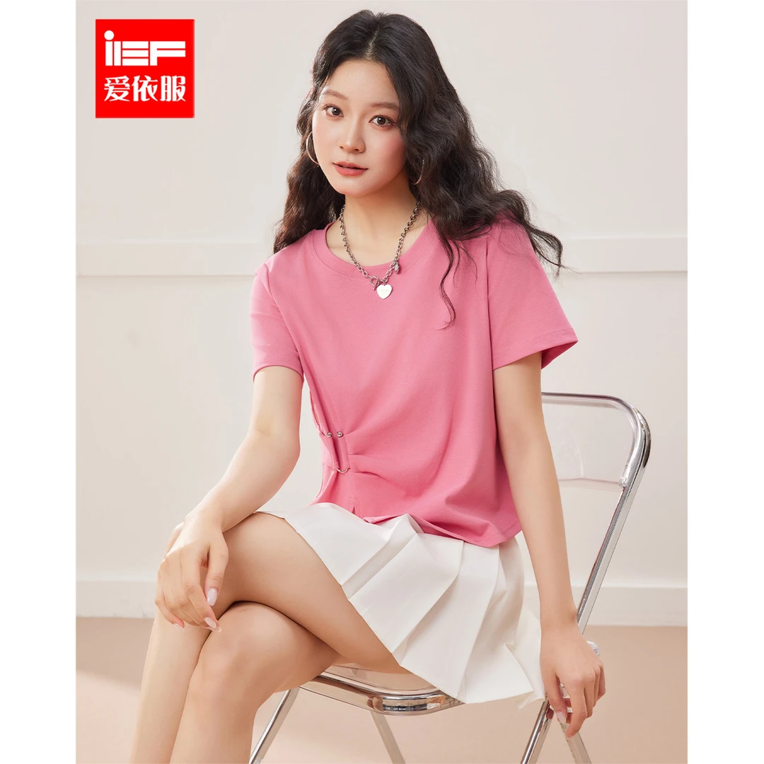 IEF/爱依服大码女装2025夏季新款韩版洋气简约休闲通勤百搭T恤