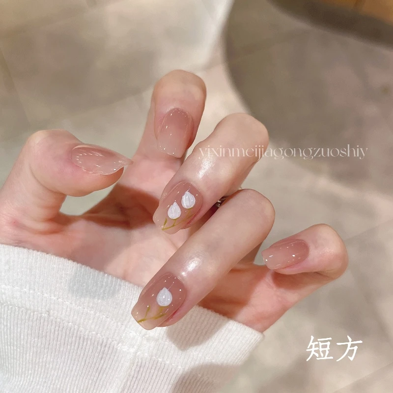 现货24小时发 纯手工定制穿戴甲可拆卸假指甲贴10片郁金香爆款