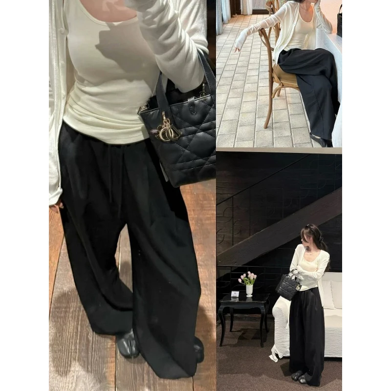【凉感西装裤】韩系显瘦垂感松紧腰休闲裤47888（裤长100）有口袋