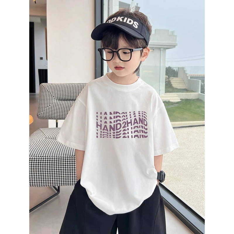 2025新款男短袖T恤韩版夏季痞帅男童T恤上衣洋气宽松慵懒风中大童