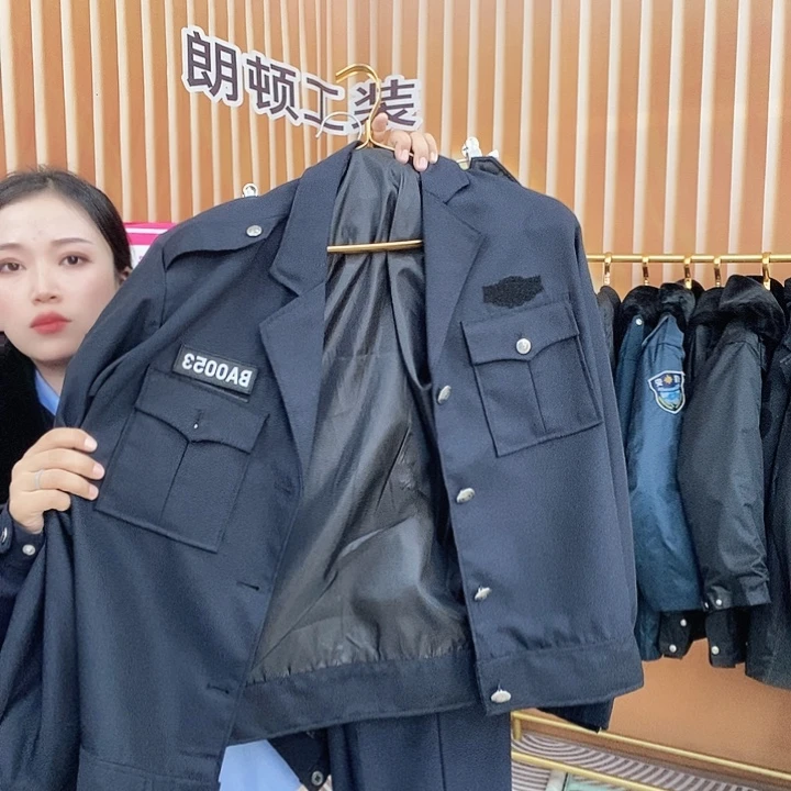 藏蓝色夹克翻领套装➕标。4套