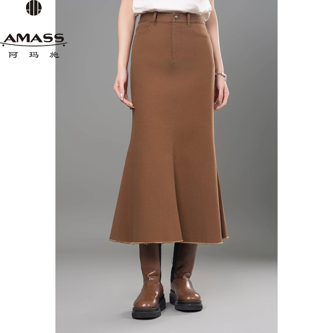 AMASS/阿玛施春夏新款气质复古时尚高腰牛仔鱼尾半身裙女 5200420