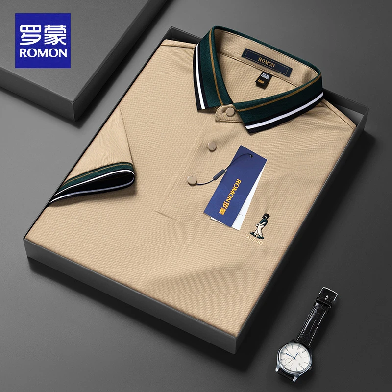 罗蒙大码Polo杉男夏季宽松显瘦T恤休闲短袖潮流百搭透气半袖上衣