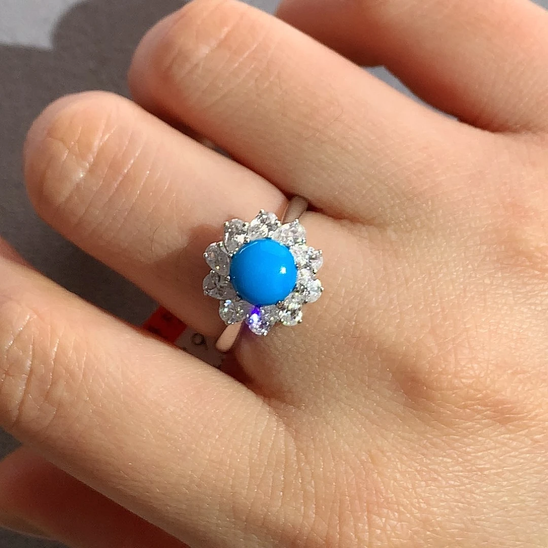 银S925镶嵌绿松石美松戒指