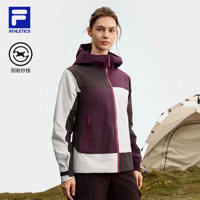 【户外冲锋衣】FILA/斐乐女秋新款运动休闲连帽保暖外套A11W537714F