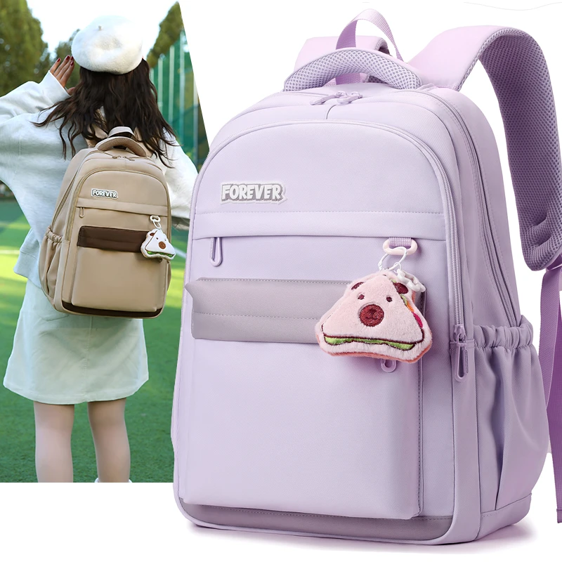 纯色书包初高中大学生男生女生百搭韩版时尚轻便潮流简约双肩包