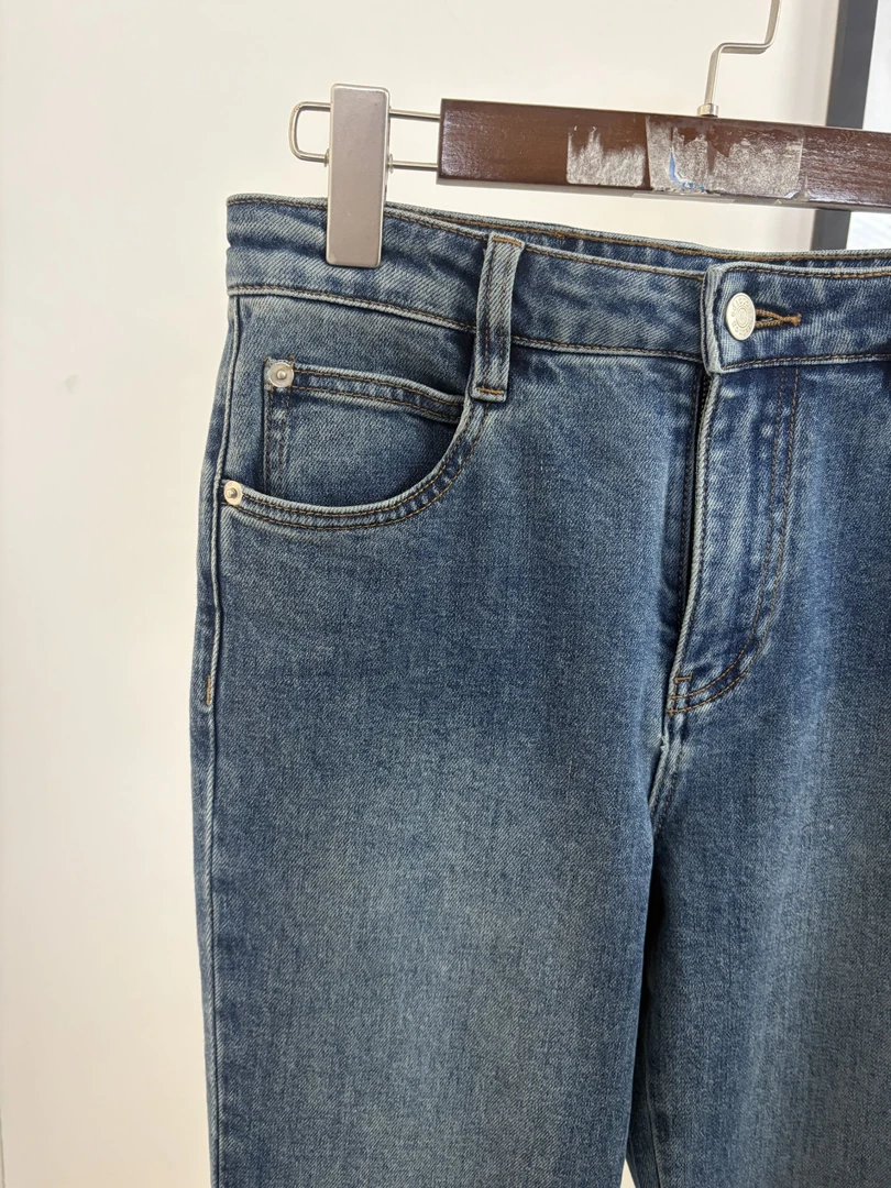 [十一] 皮标休闲高级感宽松蓝色牛仔裤 ZK164