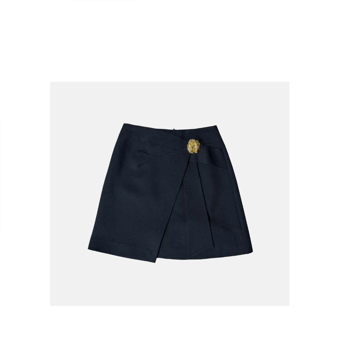 【现货】新款经典不规则肌理感抗皱高腰简约A字显瘦裙裤93121