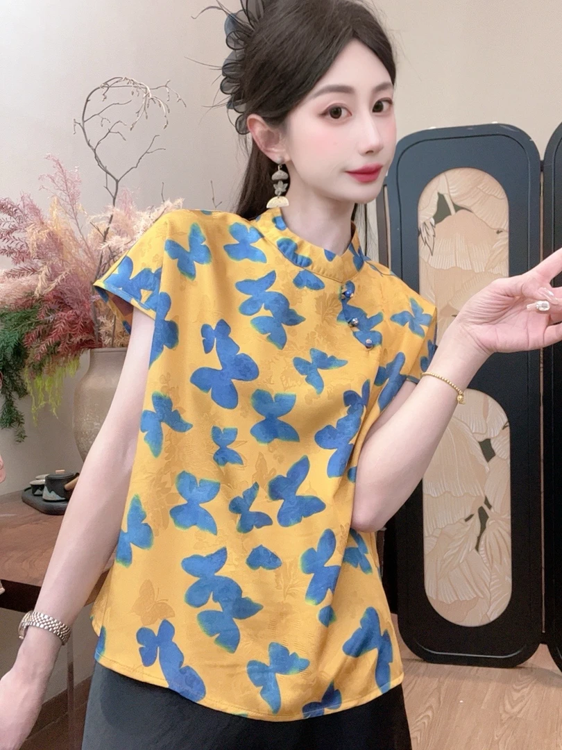【新生】2025夏季新款气质百搭显瘦新中式短袖女日常宽松