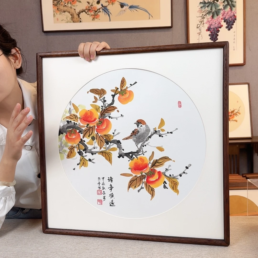 书法纯手绘，纯手写带框尺寸：53✖️53厘米