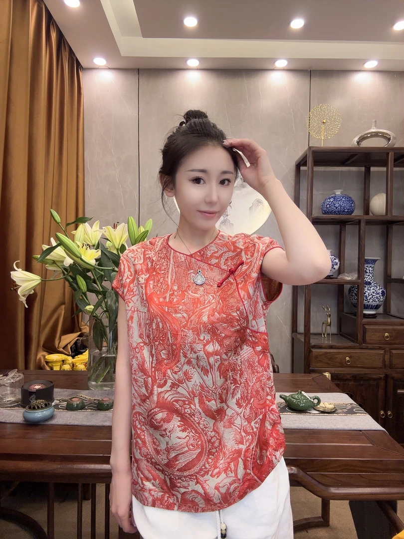 【沅媛】“旷野人生”夏季圆领斜襟日常休闲国风女士新中式上衣6700