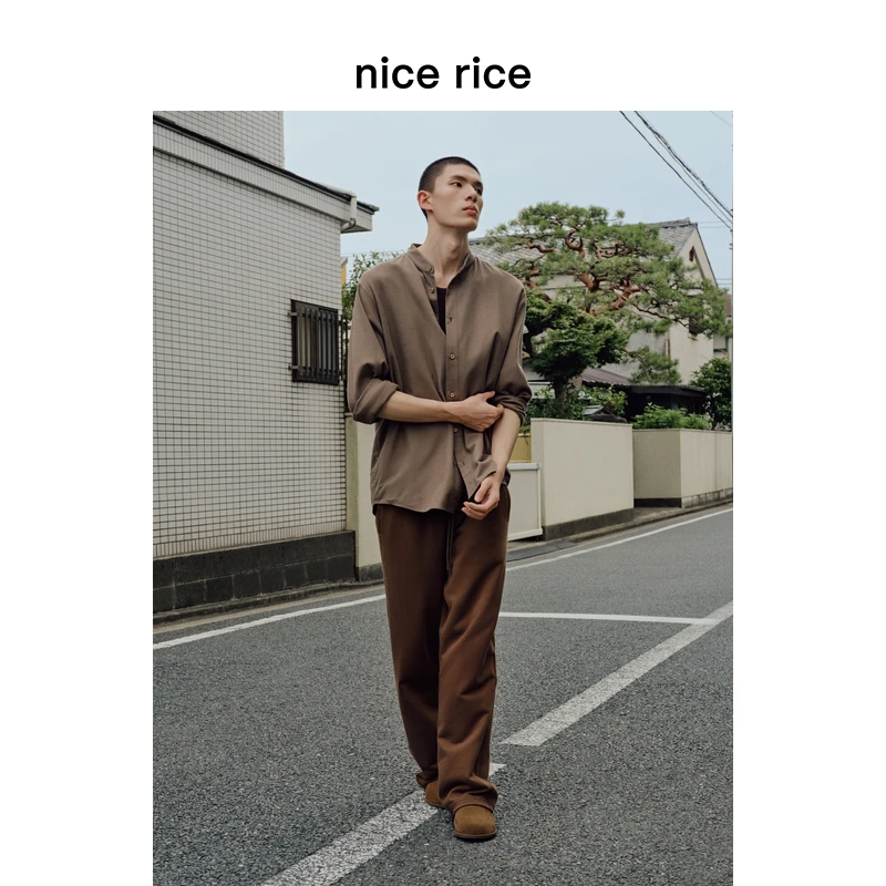 nice rice好饭 25冬季新品380克直筒抽绳针织长裤NHD12035