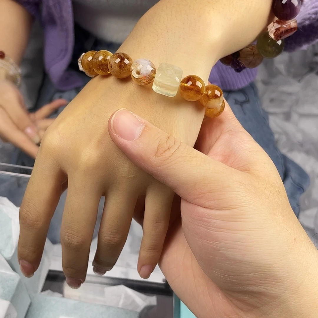 银S925镀金镶嵌手串水晶