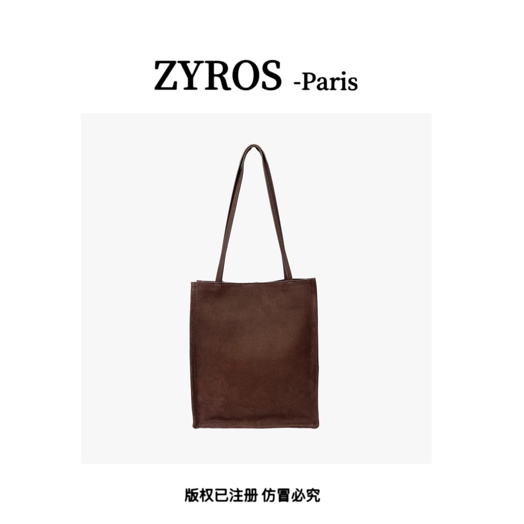 ZYROS/秋冬新款巧克力色轻奢休闲时尚百搭单肩斜跨托特包女Z033