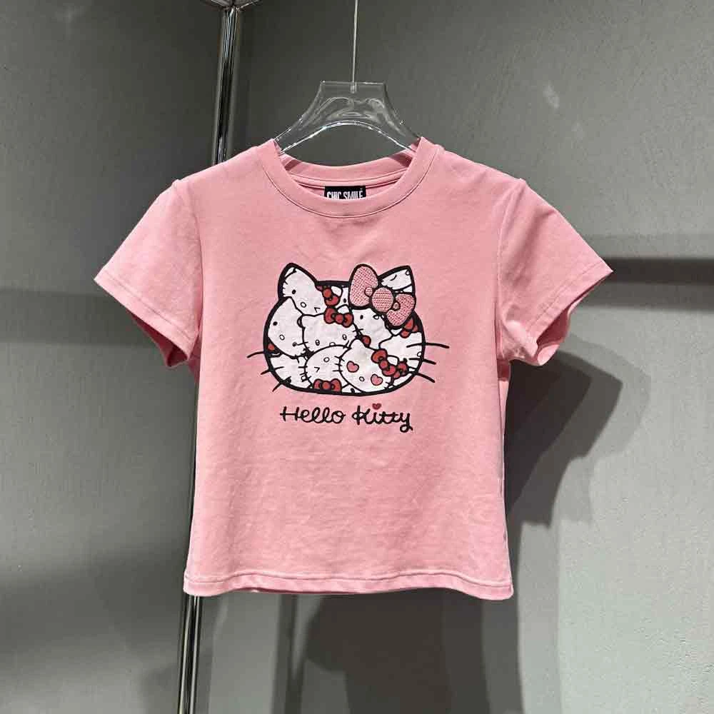 深圳南油高货2025夏季新款小众时尚百搭圆领卡通Kitty时尚短袖T恤