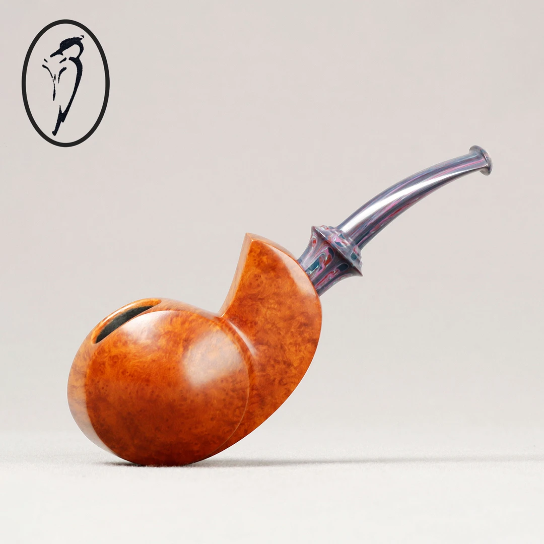 意大利黑啄木鸟 西蒙那博奇 深色光面小巧双面鼓  手工石楠木烟斗