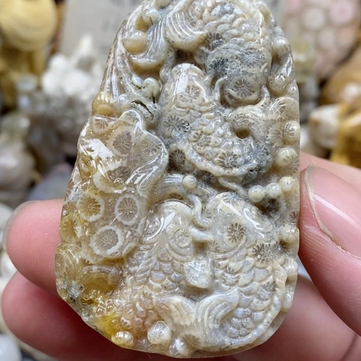颈饰未镶嵌硅化珊瑚（珊瑚玉）有瑕