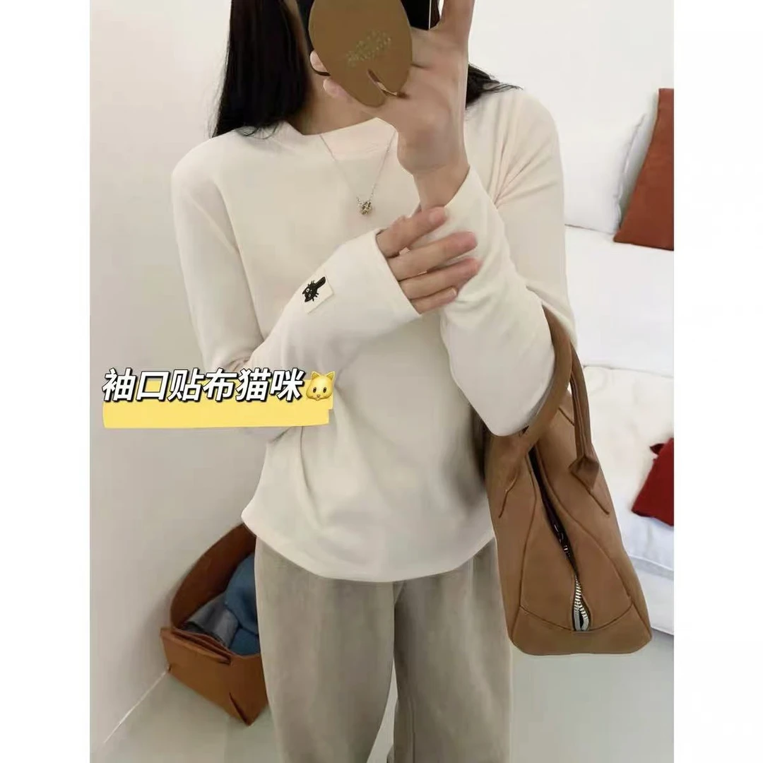 小静折扣~N1606P 圆领柔软双面绒打底长袖T恤 （卡码拍大）