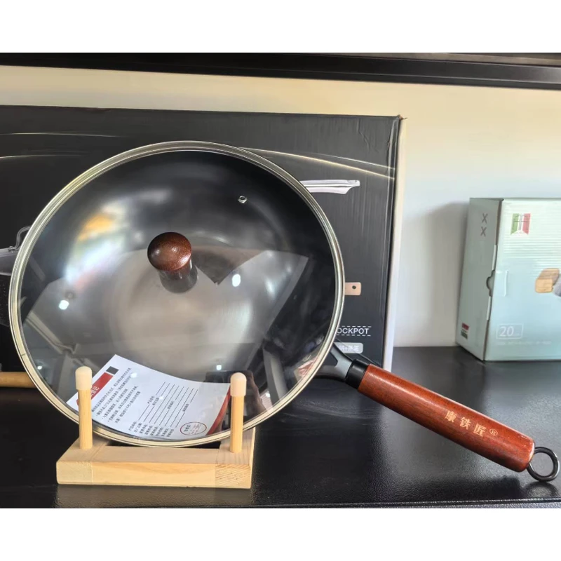 32CM康铁匠铁锅炒锅家用炒菜锅平底锅电磁炉燃气灶无涂层不粘锅