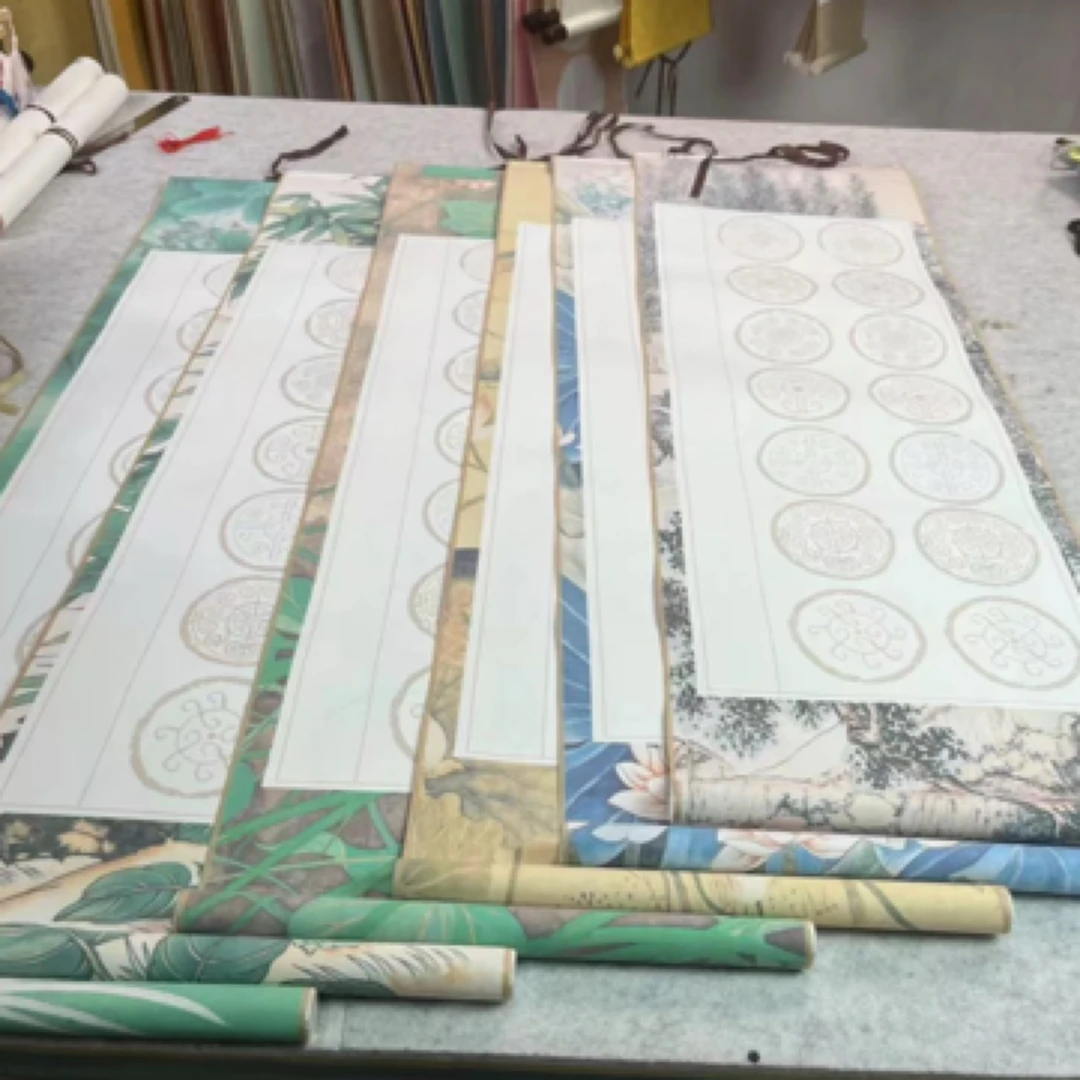 【四开双排七言楹联】蜡染半生半熟宣纸毛笔书法创作卷轴挂轴免装裱