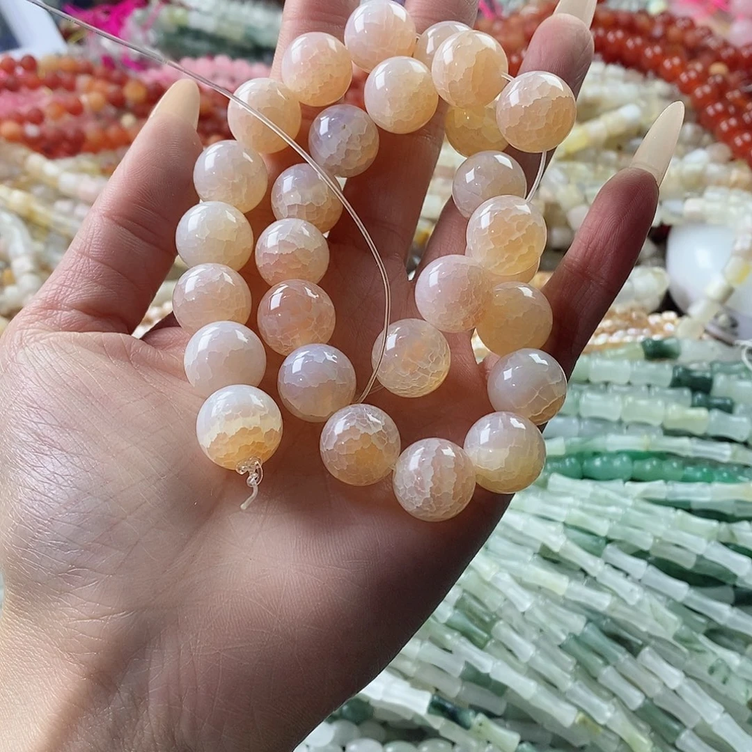 玛瑙/玉髓珠宝半成品未镶嵌14mm龙鳞玛瑙