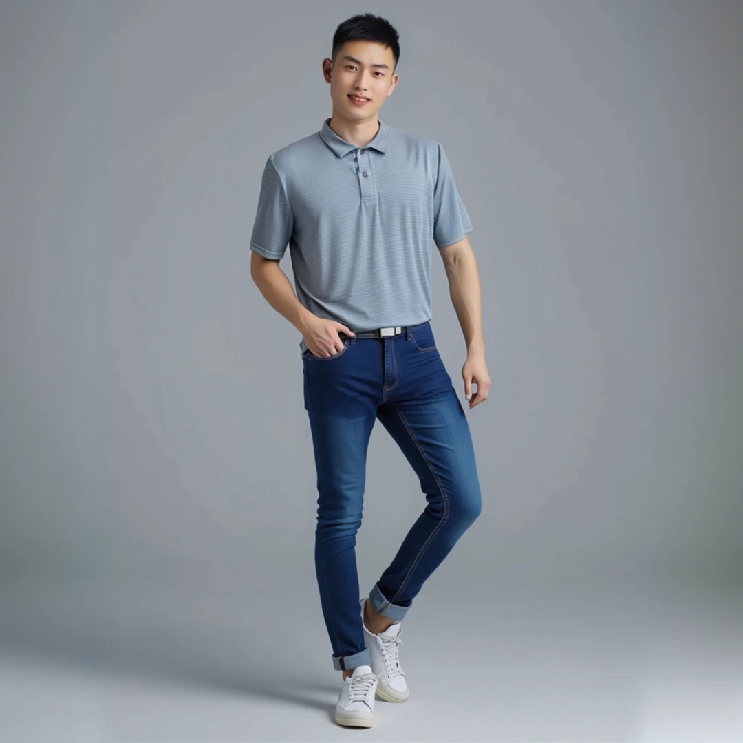 8A11  短袖条纹男款商务修身POLO衫005