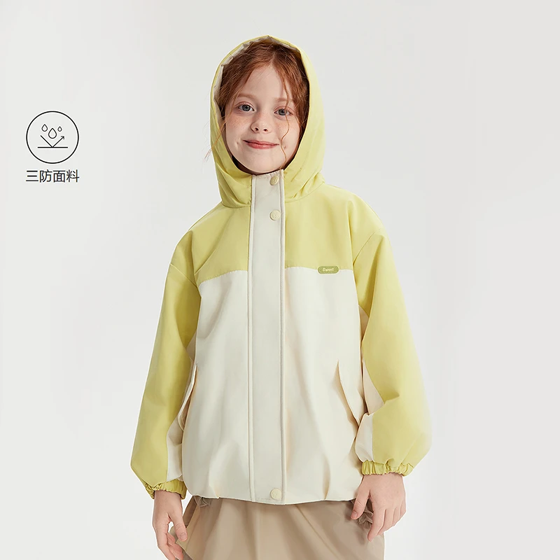 笛莎童装冲锋衣女童秋冬新中童女孩宝宝儿童运动拼接撞色休闲外套