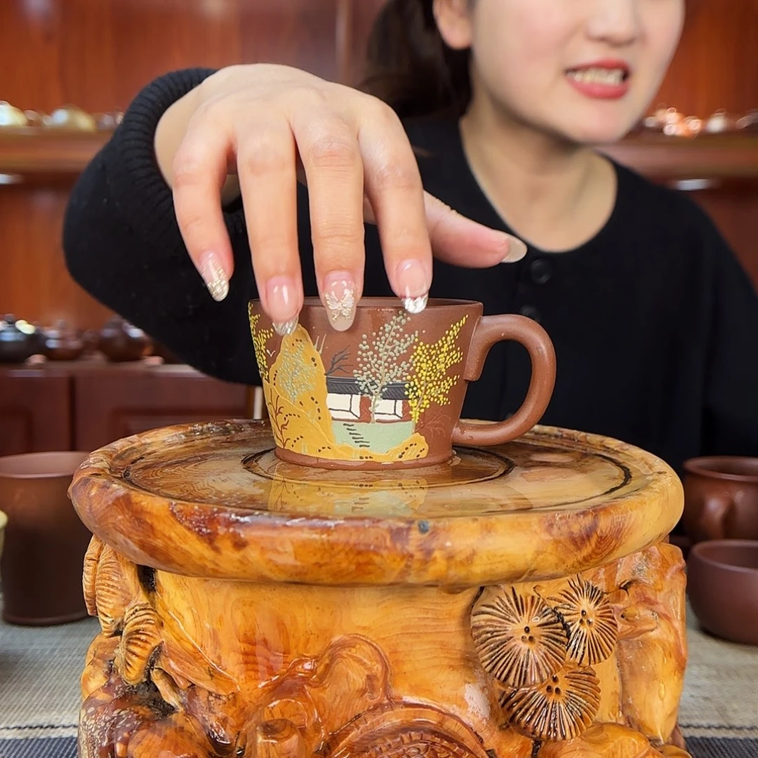 紫砂茶杯一壶李紫砂