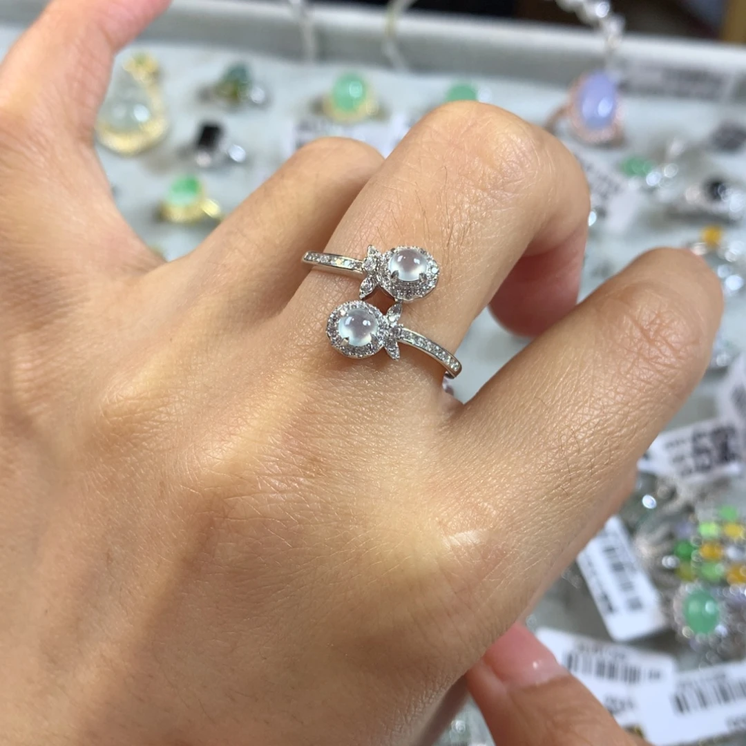 翡翠银S925镶嵌戒指戒指