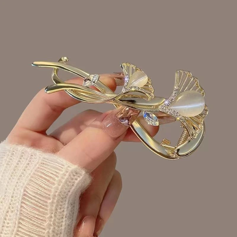 银杏叶扭扭夹一字夹女气质款后脑勺盘发发夹高级感发卡头饰发饰