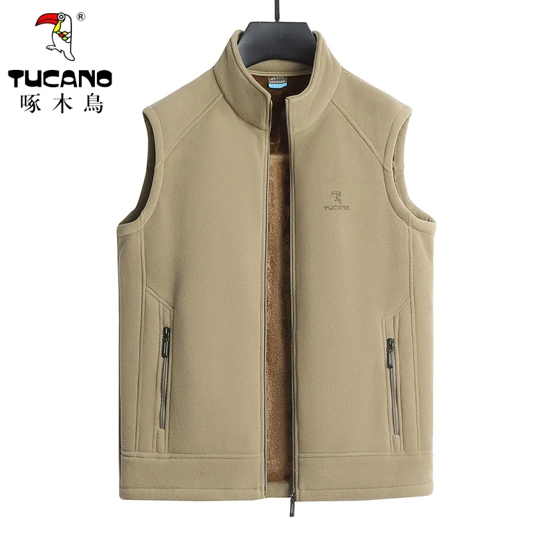 TUCANO/啄木鳥男士秋冬马甲爸爸摇粒绒加绒加厚冬季保暖坎肩