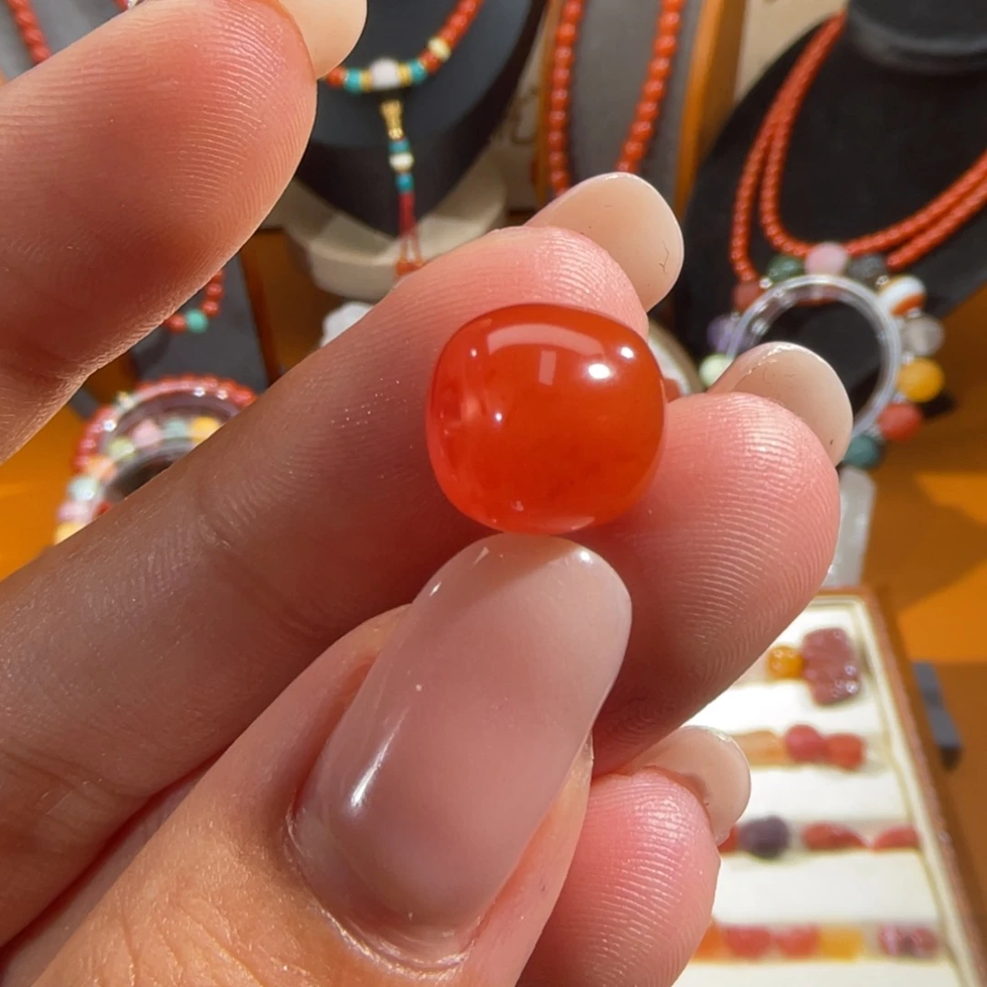 南红玛瑙老型珠10x9.2mm未镶嵌
