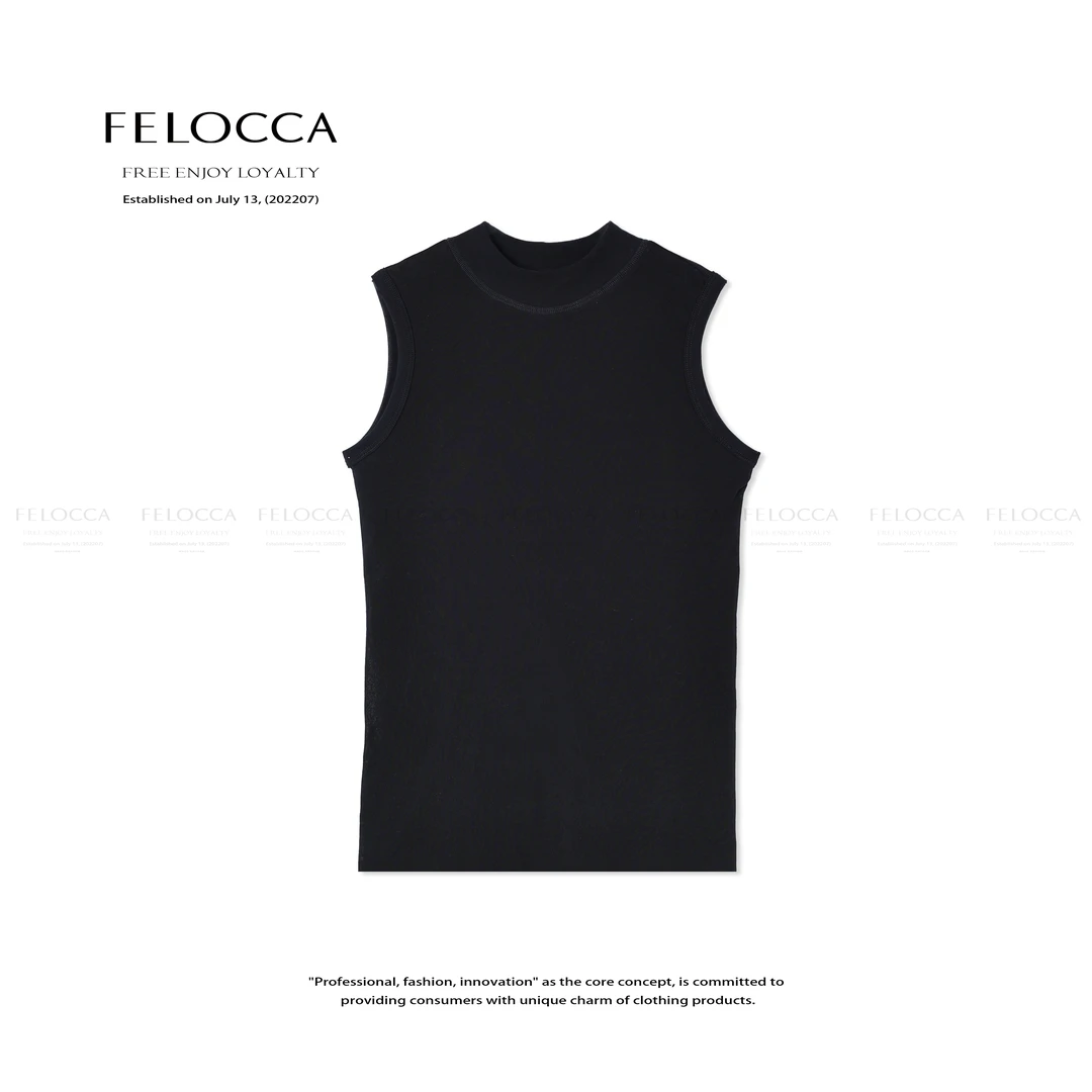 【FELOCCA】沙感干爽无袖半高领薄款显瘦打底背心25SBX263
