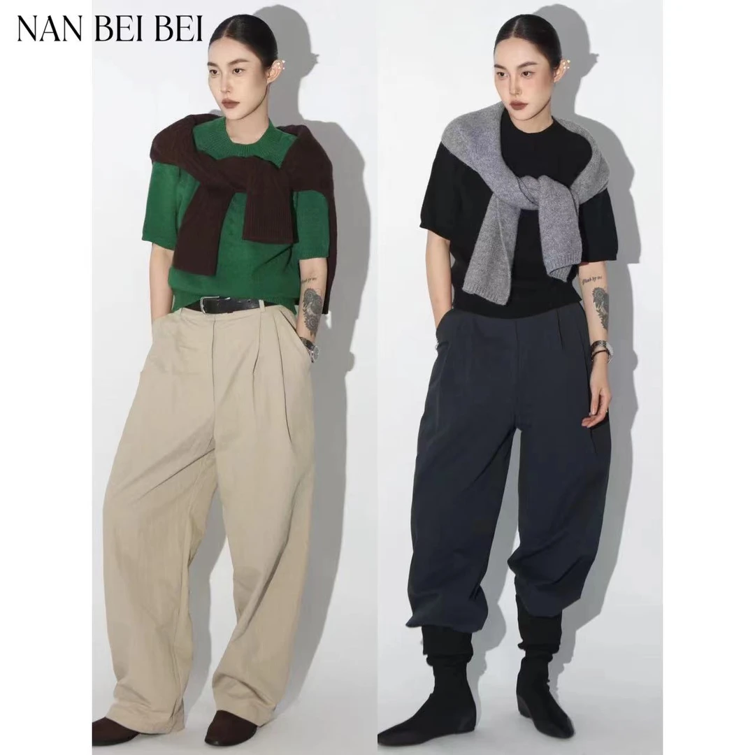 NanBeiBei 时尚百搭宽松阔腿休闲长裤 168